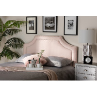 Baxton Studio BBT6566-Light Pink-HB-Queen Avignon Modern and Contemporary Light Pink Velvet Fabric Upholstered Queen Size Headboard